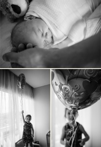 newborn baby and sister in Hobart